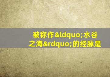被称作“水谷之海”的经脉是